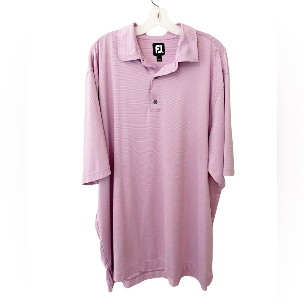 FJ‎ FootJoy Mens Short Sleeve Golf Shirt Collared Micro Stripe Lightweight XXL